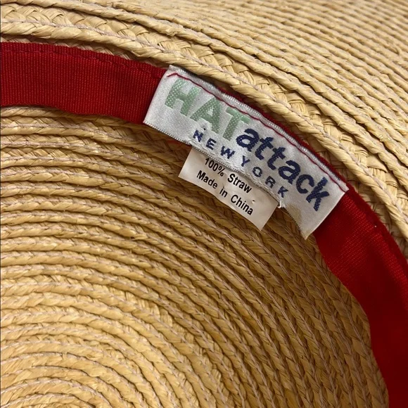 Hat Attack New York's Tan Straw Sun Hat with Ribbon - Picture 6 of 9